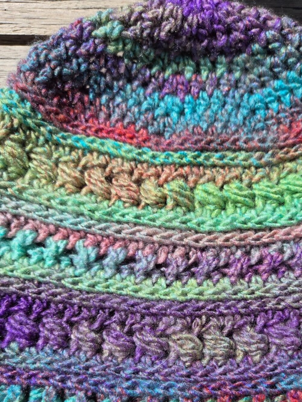 Artisan Handmade Crochet "Sea Glass" Cozy Boho Beanie Hat - Picture 6 of 6
